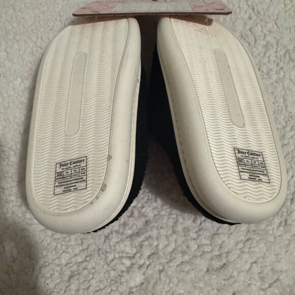 Juicy Couture Womens Cherry Embroidered Slippers sz medium black /red cozy new - Picture 4 of 9
